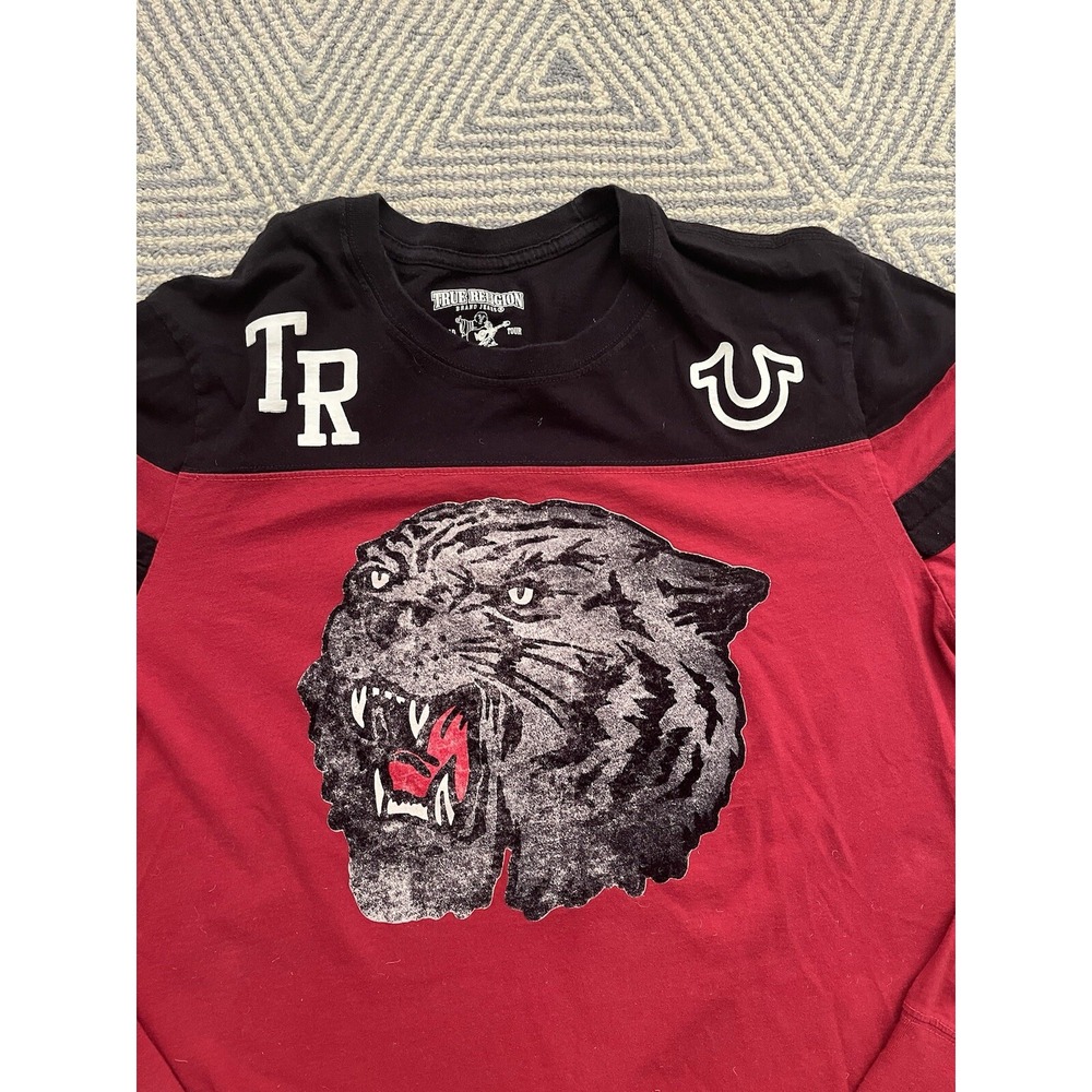 True Religion Long Sleeve T-Shirt - Tiger Face - Red/Black - Medium